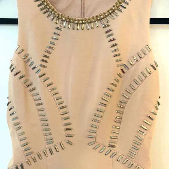 NEW Bebe Bodycon Studded Dress, Peach color - Picture 4 of 4